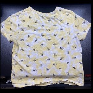 XS Short sleeved yellow bee shirt. Longer cropped.